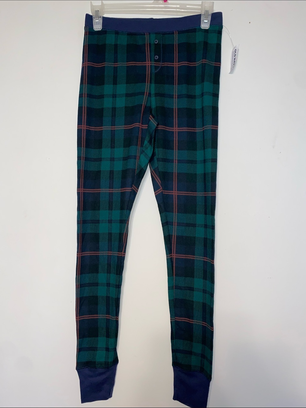 Old Navy Green and Navy Plaid Thermal Pajama Leggings